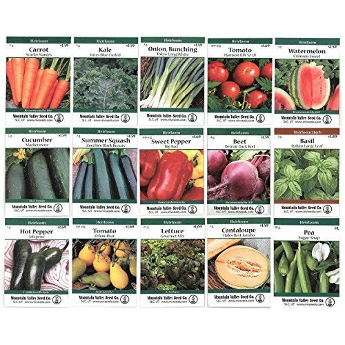 Heirloom Vegetable Garden Seed Collection - Assortment of 15 Non-GMO ...